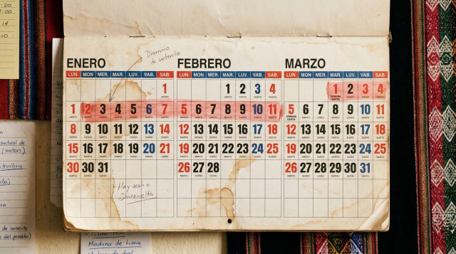 calendario del primer trimestre con el mayor vacío de feriados en el Perú resaltado entre Año Nuevo y Semana Santa