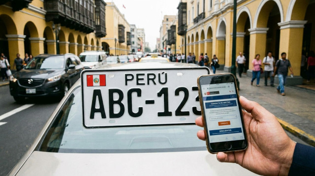Placa de rodaje de vehículo en Perú para consulta de multas de tránsito